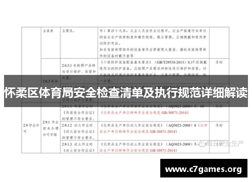 怀柔区体育局安全检查清单及执行规范详细解读 怀柔区体育局安全检查清单及执行规范详细解读