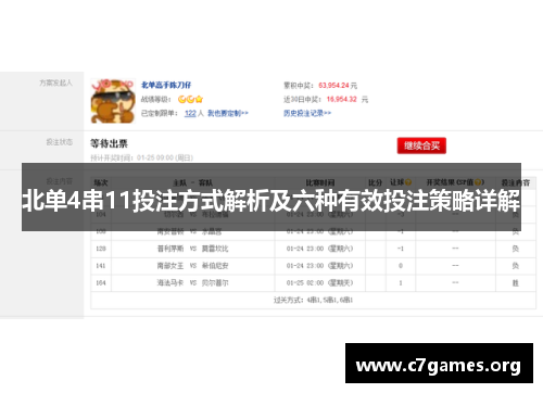 北单4串11投注方式解析及六种有效投注策略详解 北单4串11投注方式解析及六种有效投注策略详解